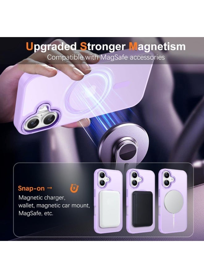 أكاليكس جراب مغناطيسي لهاتف آيفون 16 بلس [مقاوم للصدمات ونحيف] غطاء خلفي صلب شفاف غير لامع مع حماية عالية الجودة | بنفسجي فاتح - Image 4